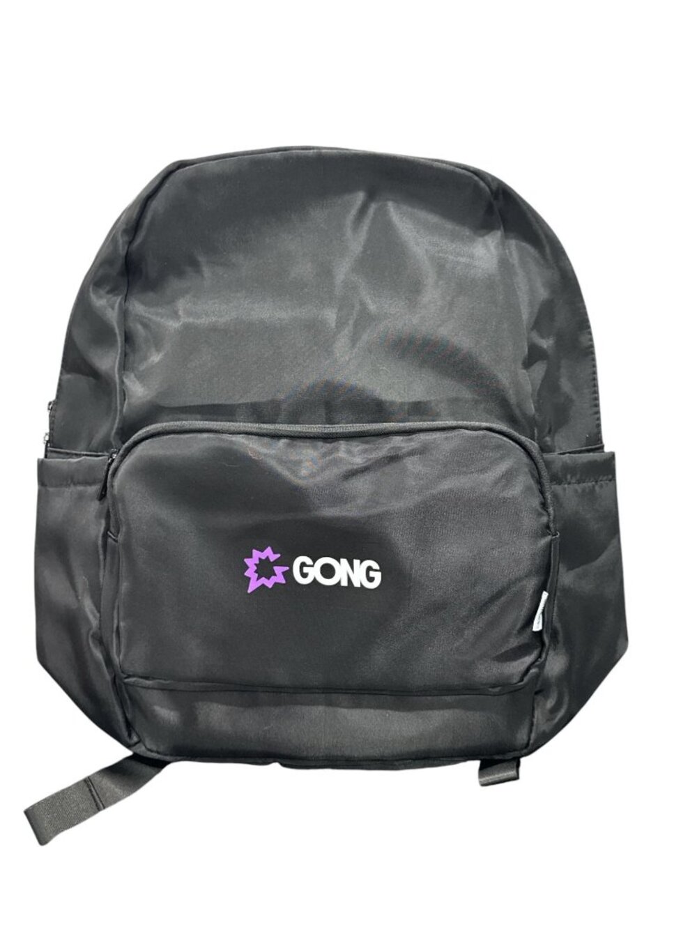Gong Black Backpack With Front Pocket & Adjustable Straps Approx. 18" Tall X 14"